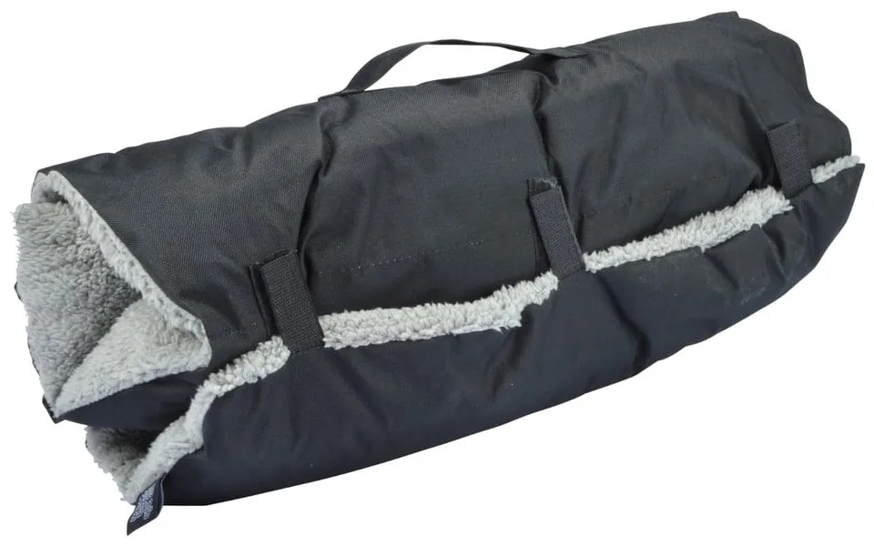 Pătură neagră pentru câini din sherpa 50x80 cm – Love Story