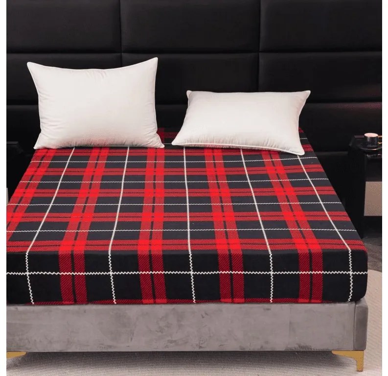 Cearsaf Cocolino microplus cu elastic ALBURY 160x200 cm rosu