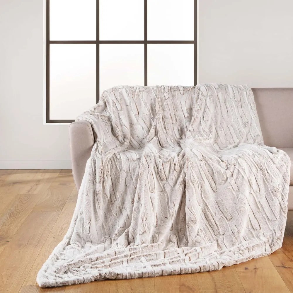 Pătură bej din micropluș/cocolino 180x220 cm Lynx – douceur d'intérieur