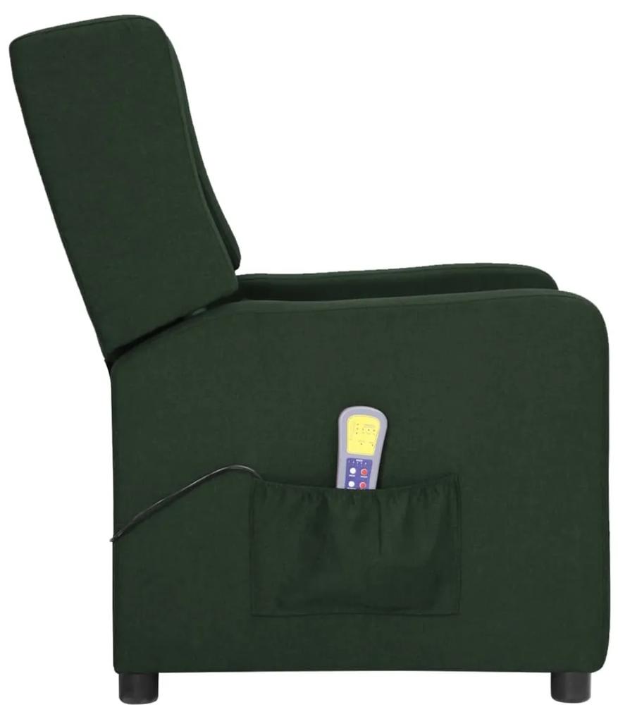 Fotoliu rabatabil de masaj cu ridicare, verde inchis, textil 1, Morkegronn