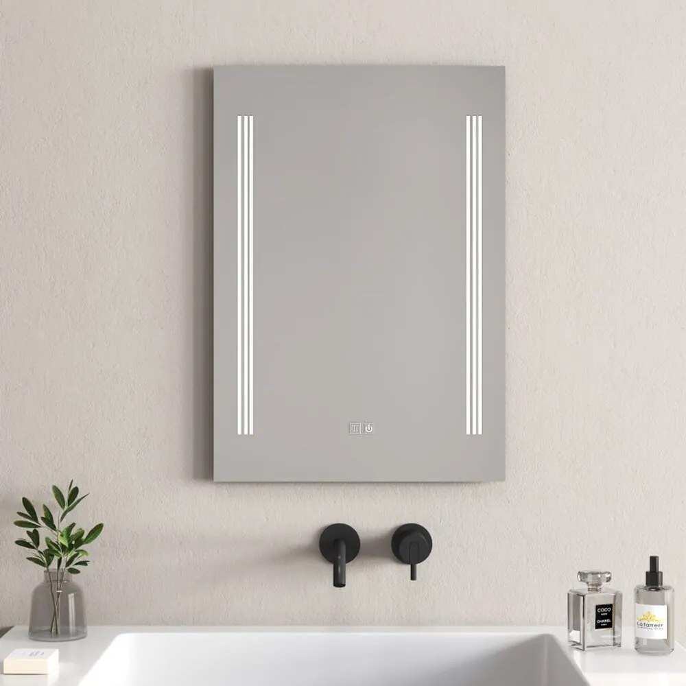 Oglinda cu iluminare LED si dezaburire Inter Ceramic 50x70 cm crom lucios forma dreptunghiulara