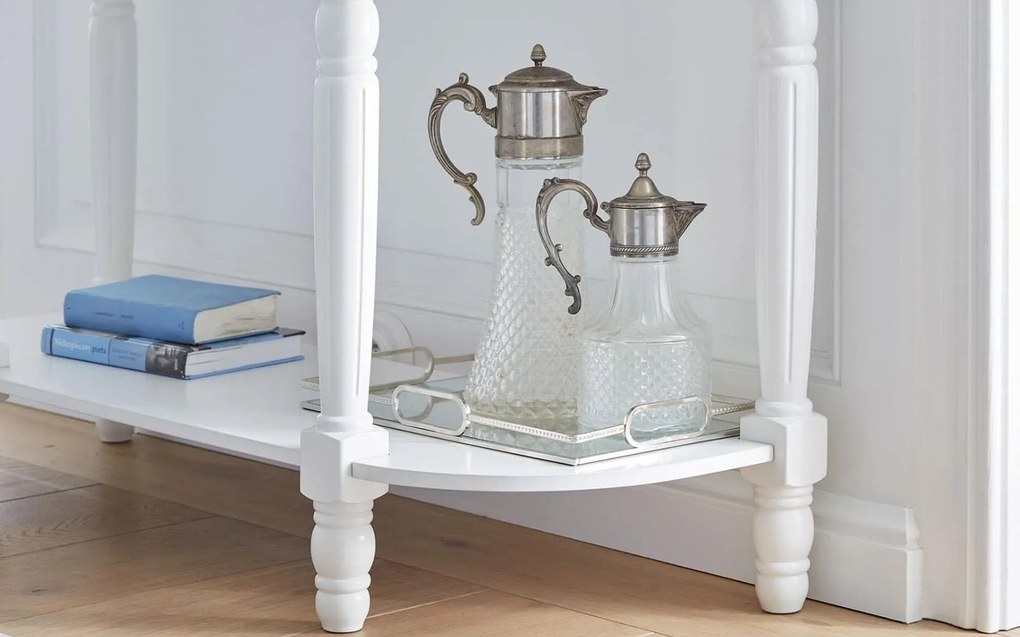 Consola lemn masiv alb Elizabeth, 120 × 43 × 80 cm
