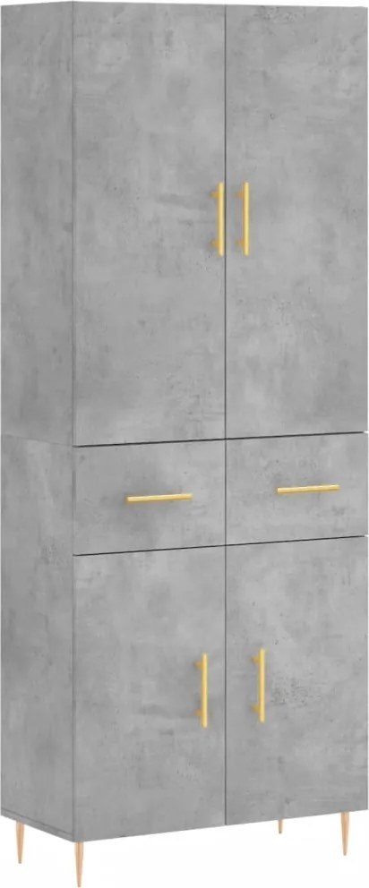 vidaXL Dulap înalt, gri beton, 69,5x34x180, lemn compozit