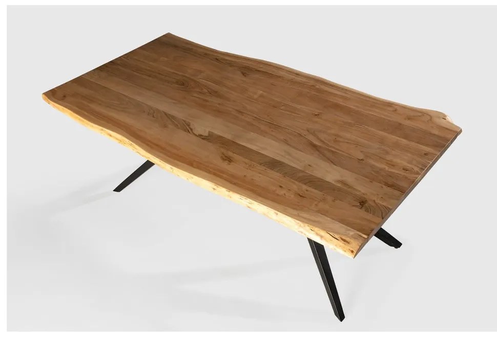 Masă de dining în culoare naturală cu blat din lemn de acacia 100x200 cm Mudri – Marckeric