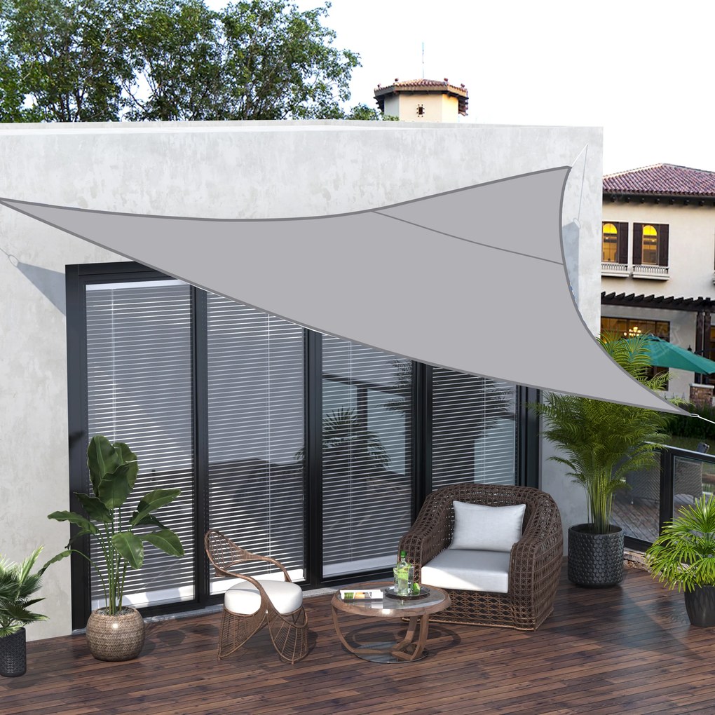 Outsunny Voal de umbra Triunghiular de Dimensiuni Mari 6 x 6 x 6 m Poliester Impermeabilizat de Inalta Densitate 160 g/m² Gri Deschis | Aosom Romania