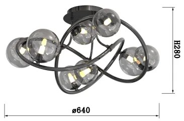 Lustră LED aplicată NANCY Wofi 9014-805 8xG9/3,5W/230V negru/crom
