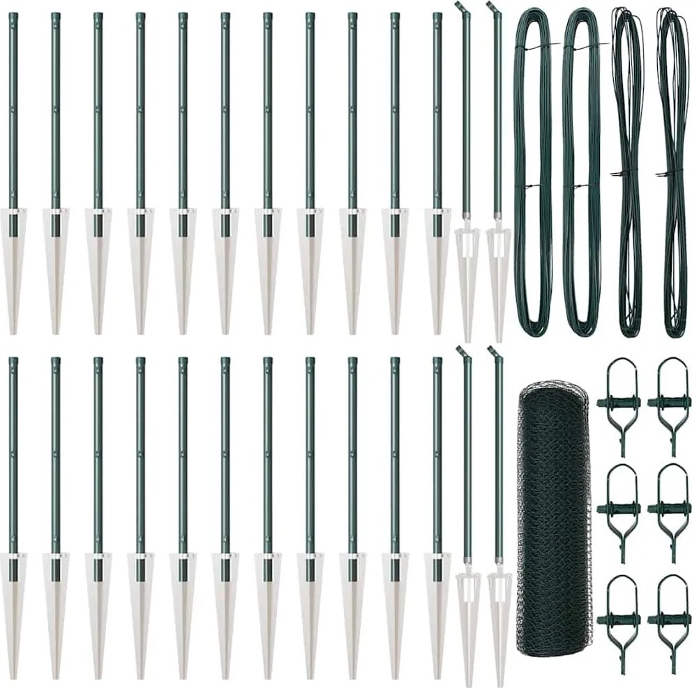 vidaXL Stâlp de gard. Verde 50 x 0,5 m (13 mm plasă) Oțel și PVC