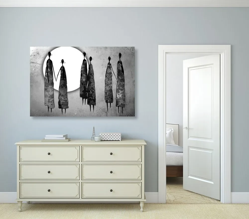Tablou femeile africane în design alb-negru