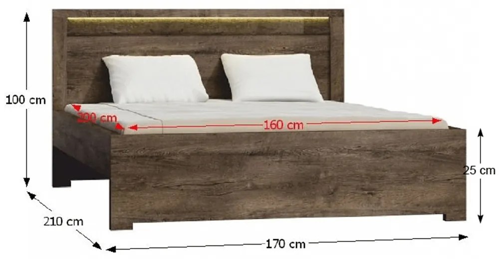 Pat matrimonial 160 cm Inneas (arin închis) (cu somieră). 794547