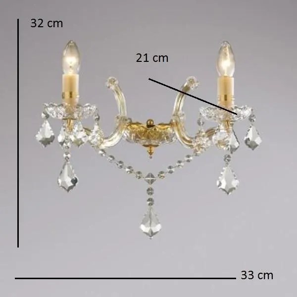 Aplica 2 brate cristal Venezian auriu FLORIAN AP2 oro 035659