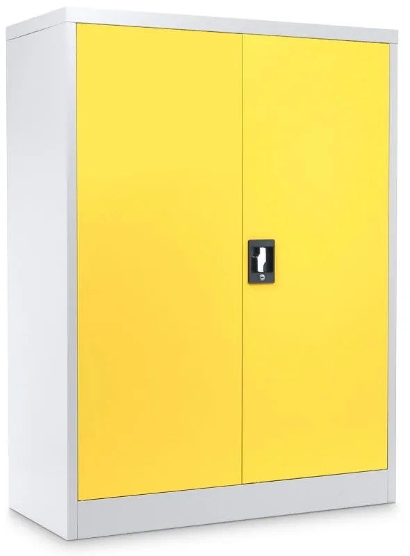 Dulap metalic universal mediu, 90 x 40 x 120 cm, încuietoare cu cilindru, galben - ral 1023