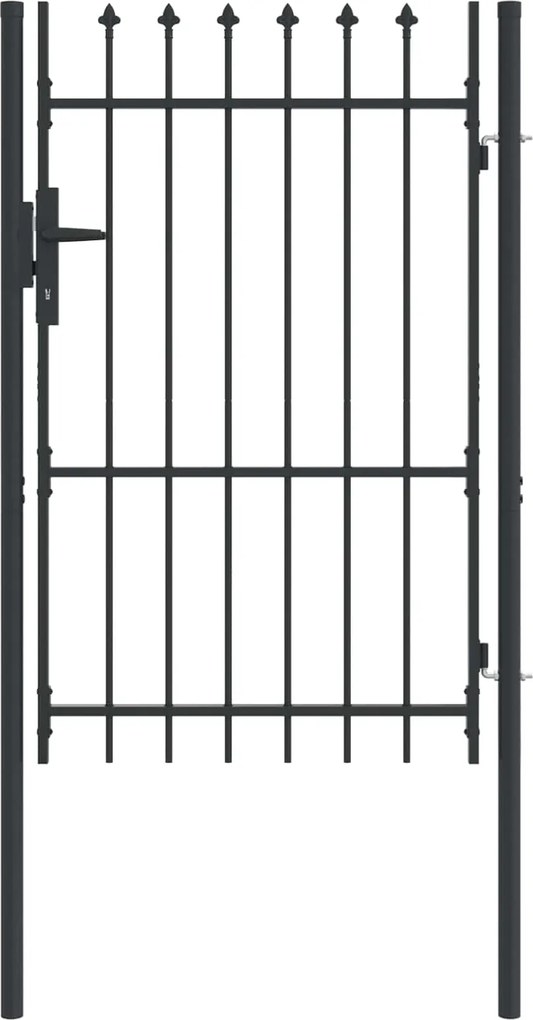 vidaXL Poartă de gard Gri 103 x 200 cm Oțel vopsit electrostatic