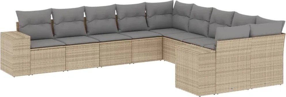 vidaXL Set canapele de grădină cu perne, 10 piese, bej, poliratan