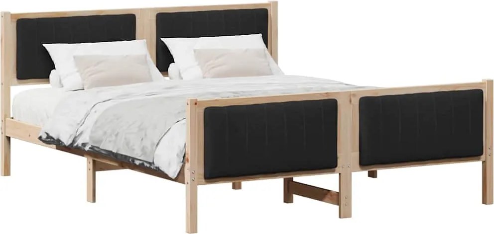 vidaXL Cadru de pat Maro și negru 150 x 200 cm Lemn masiv de pin