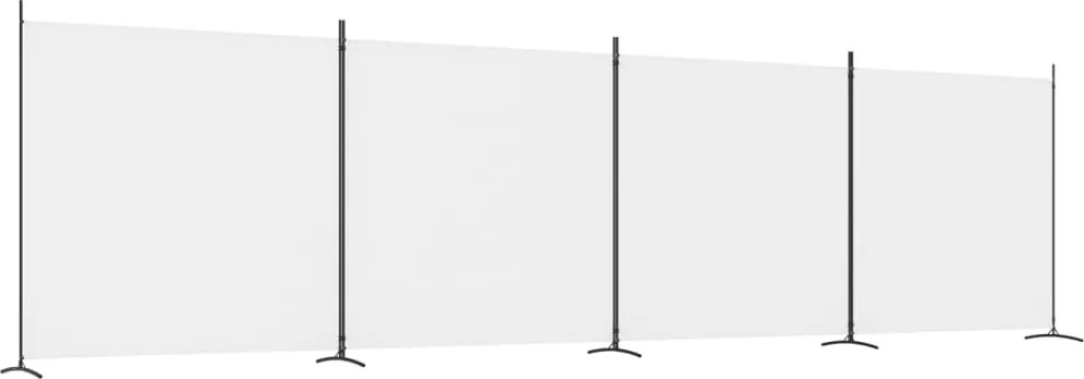vidaXL Paravan de cameră cu 4 panouri, alb, 698x180 cm, textil