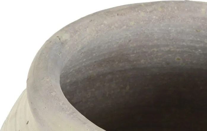 Ghiveci decorativ din teracotă artizanală, finisaj craft brut alb-crem, 48×48×57 cm, „Jerba"
