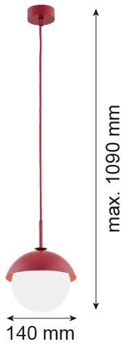 Lustră pe cablu CAPPELLO 1xE27/15W/230V roșu Argon 8296