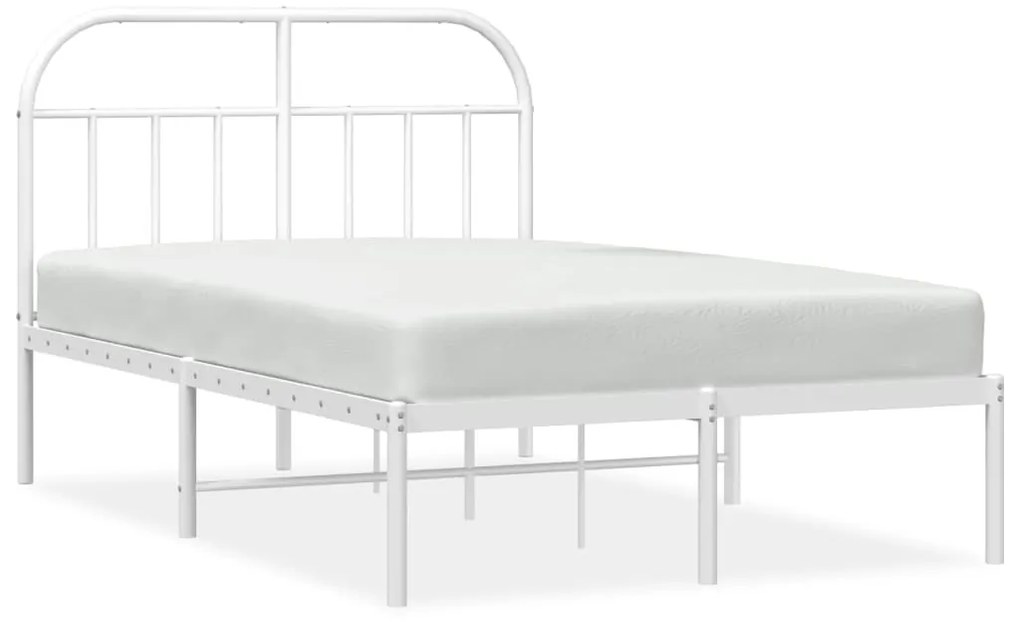 353681 vidaXL Cadru de pat metalic cu tăblie, alb, 120x190 cm