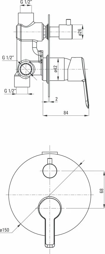 Arnika Gold baterie dus - cada incastrata finisaj auriu BQA_Z44P