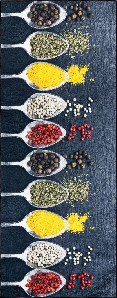 ANDRE 42760 covor lavabil linguri, condimente bucatarie, anti-alunecare - gri / verde