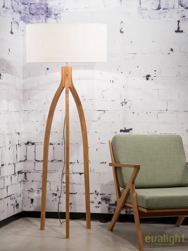 Lampadar cu trepied, realizat din materiale naturale, durabile si ecologice, Annapurna alb