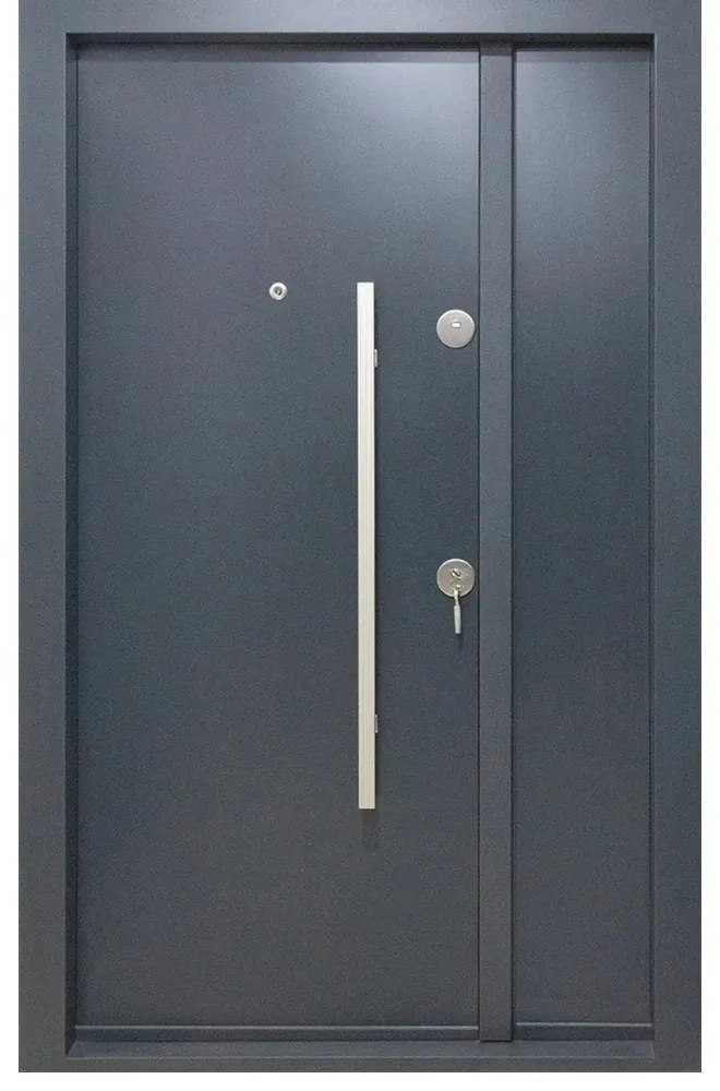 Usa metalica dubla de exterior cu izolatie si vizor Novo Doors NDS1400, Din compozit, 2 yale, Kit complet, Pentru case (Culoare: Gri Antracit,