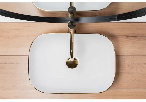 REA-U8736 - Lavoar pentru blat BELINDA 33,5x46,5 cm ceramică/alb/auriu