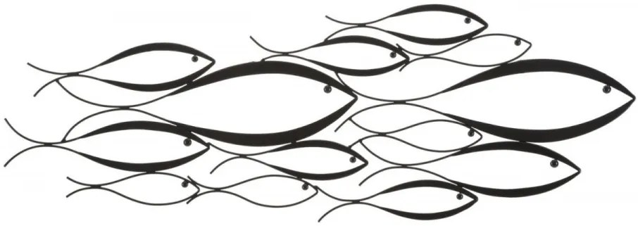 Decoratiune de perete neagra din metal, 100 x 35 x 1 cm, Fishy Mauro Ferreti