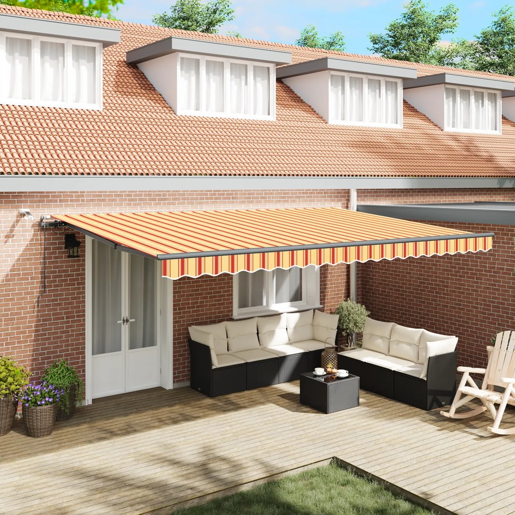 vidaXL Marchiză Retractabilă Automată cu LED Galben și Portocaliu 500x300 cm
