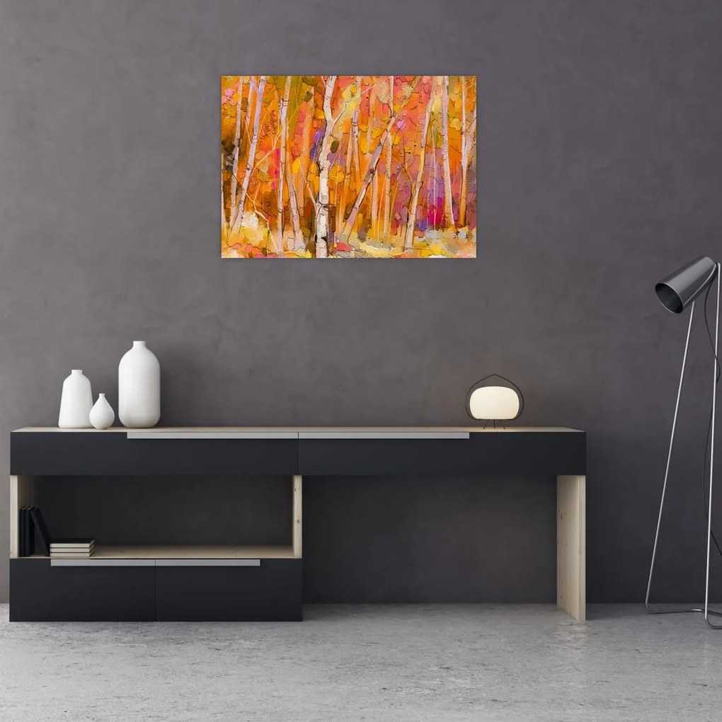 Tablou pe sticlă - Pădurea toamna (70x50 cm)