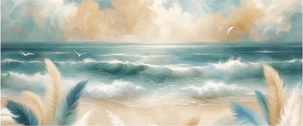 Tablou – Plajă pictată în culori delicate (120x50 cm)