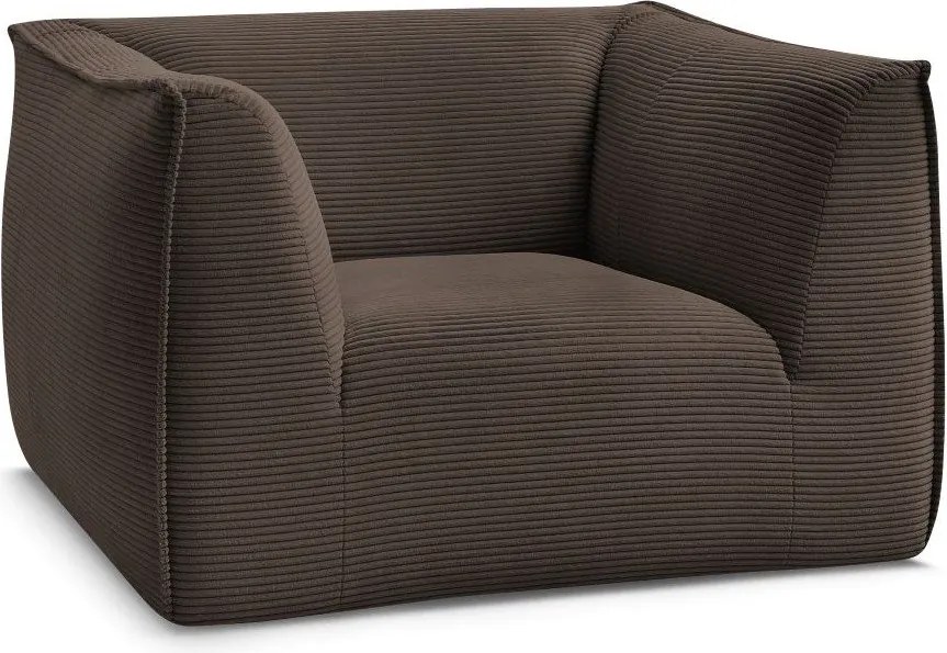 Fotoliu maro cu tapițerie din catifea reiată Giorgia – Bobochic Paris