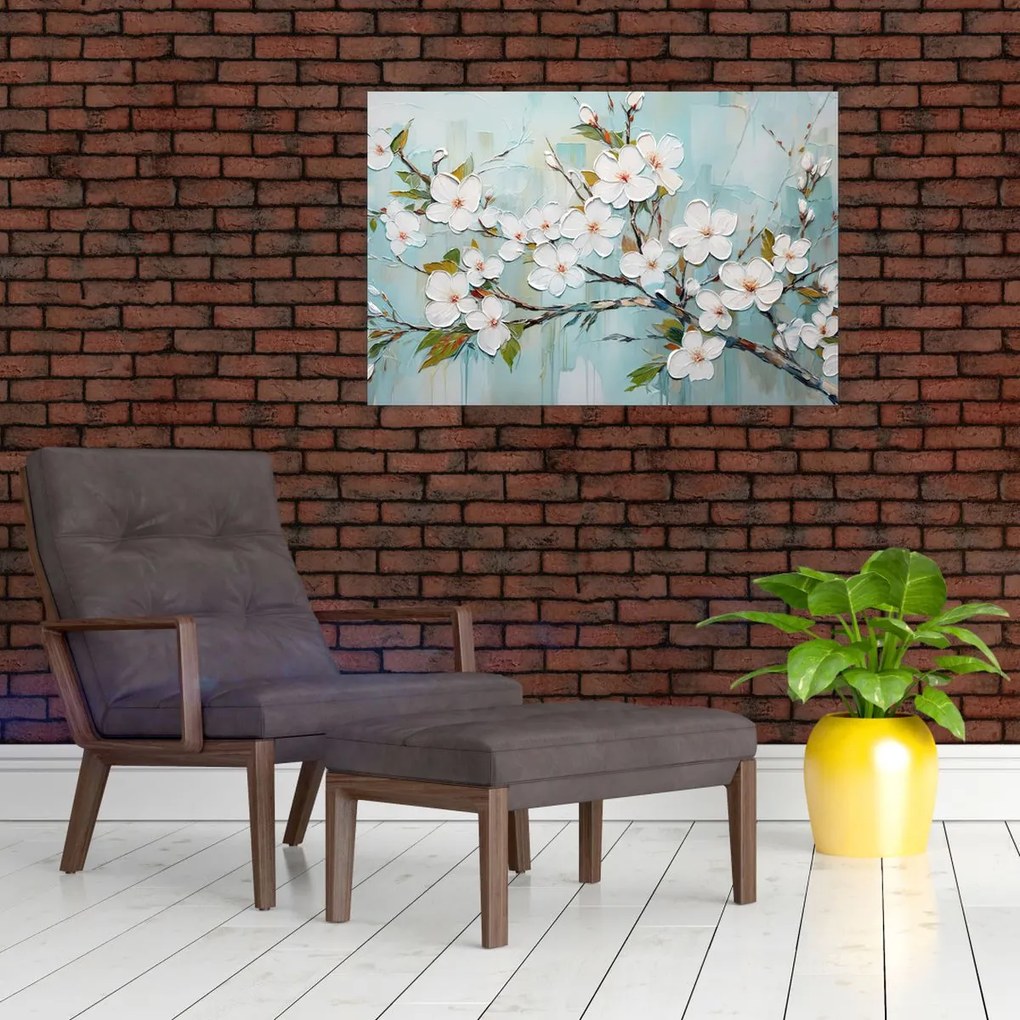 Tablou - Pictură, ramuri de copac înflorit (90x60 cm)