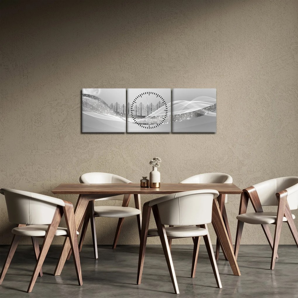 Tablou - Peisaj argintiu (cu ceas) (90x30 cm)