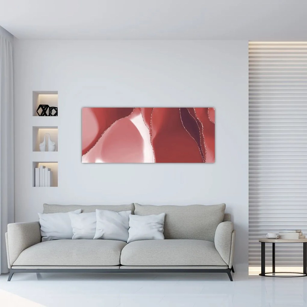 Tablou - Floare abstractă roșie N⁰3 (120x50 cm)