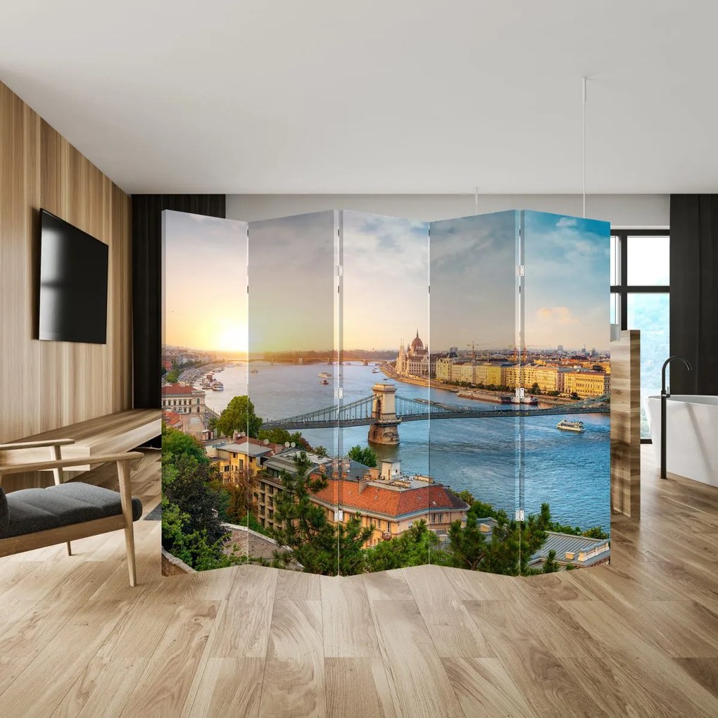 Paravan - Orașul Budapesta și râu (210x170 cm)