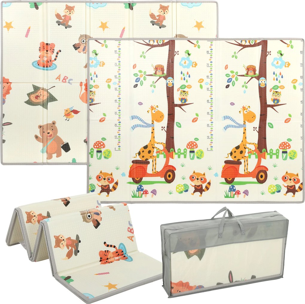 AIYAPLAY Covoraș de joacă pentru copii 200x150x1,5 cm, tematică pădure, pliabil, reversibil, din XPE, 0-3 ani, multicolor | Aosom Romania