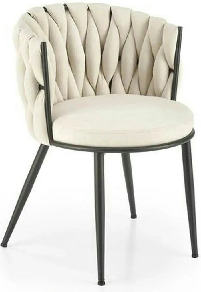 Scaun dining modern K516, bej/negru, stofa clasica/otel, 57x60x79 cm