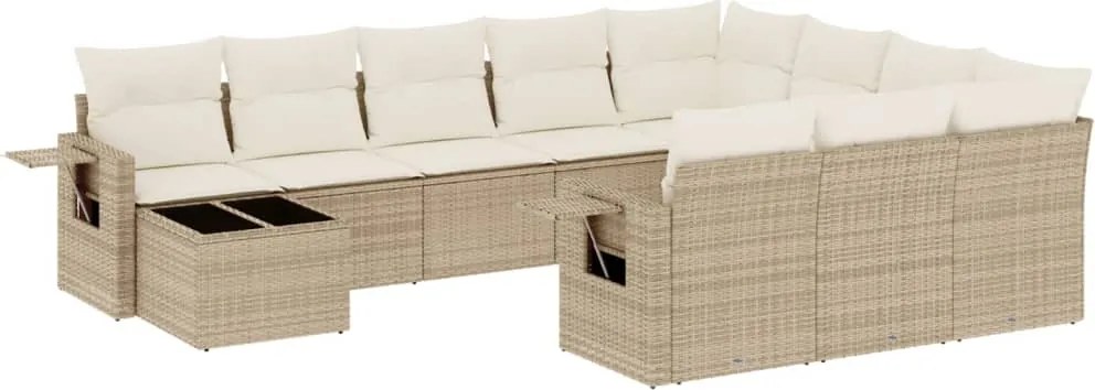 vidaXL Set canapele de grădină cu perne, 11 piese, bej, poliratan