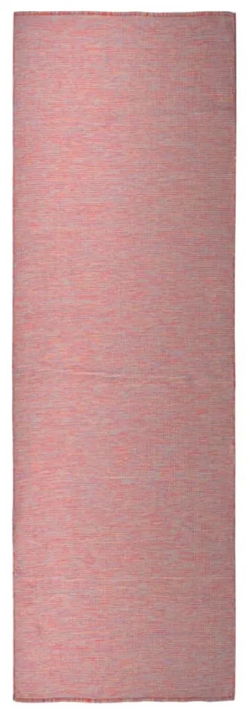 Covor de exterior, rosu, 80x250 cm, tesatura plata Rosu, 80 x 250 cm
