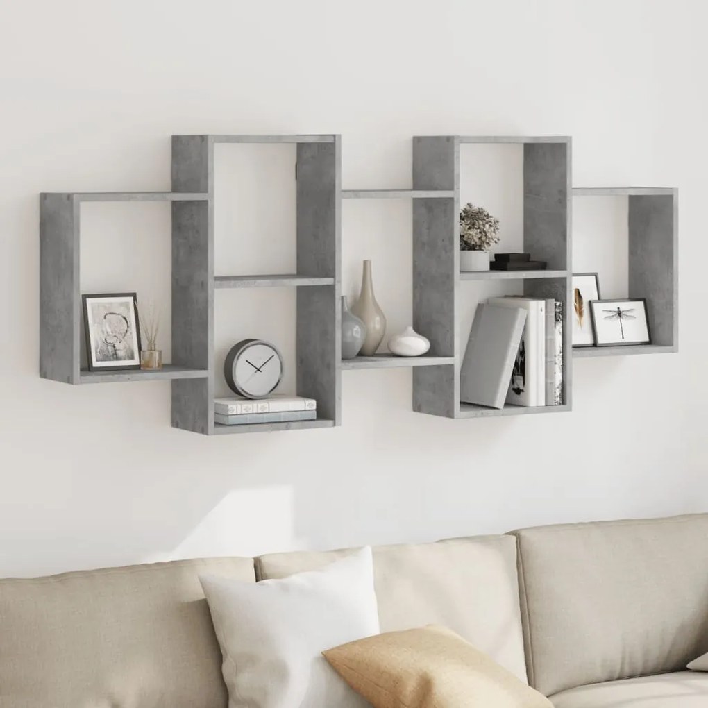 vidaXL Raft de perete, gri beton, 159x18x65 cm, lemn prelucrat