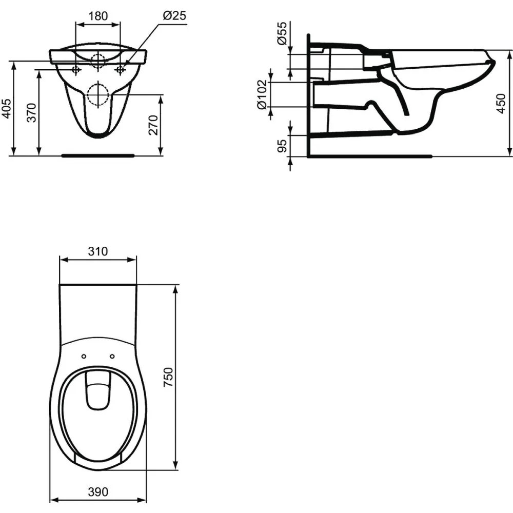 Vas wc suspendat pentru persoane cu dizabilitati Ideal Standard Maia alb