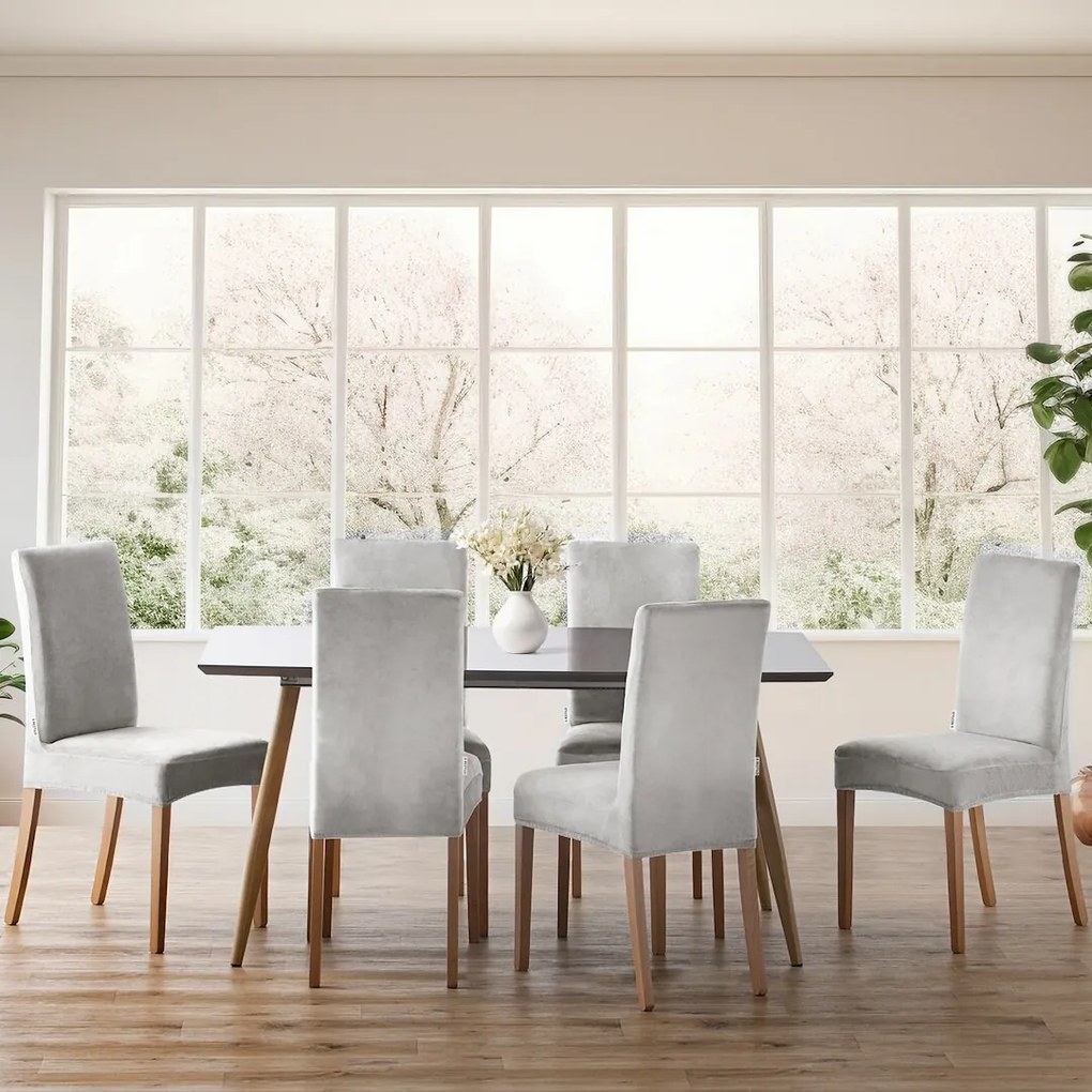 Restilo Husă pentru scaun Sento argintiu, 48 x 48x 58 + 10 cm, set de 4 bucăți