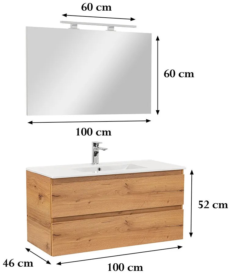Mobilier complet de baie Vario Forte 100 stejar-stejar
