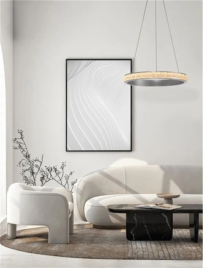Lustra LED design circular, Otel, Argintiu, Cristal K9, ETEKEN NVL-9501214