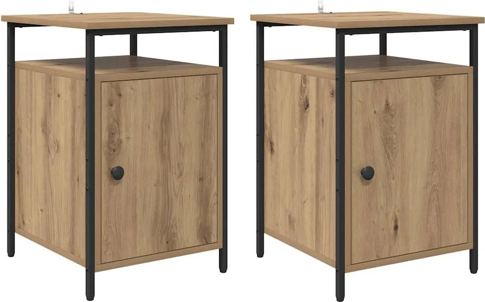 vidaXL Dulap de noapte 2 pcs Stejar Artizanal 40 x 42 x 60cm