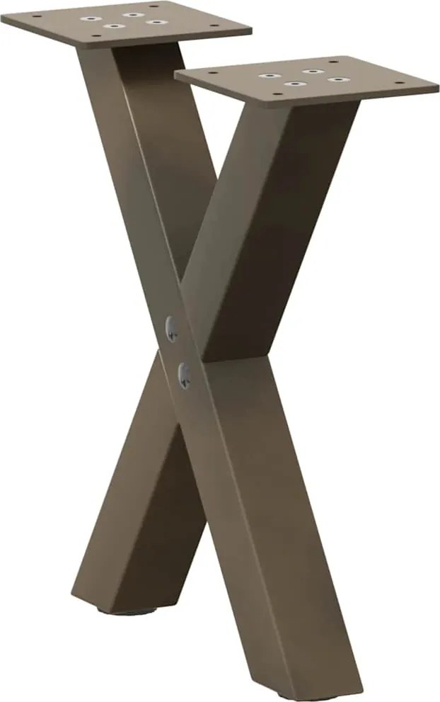 vidaXL Picioare pentru măsuță de cafea în formă de X, 2 buc., oțel natural, 37x(30-31) cm