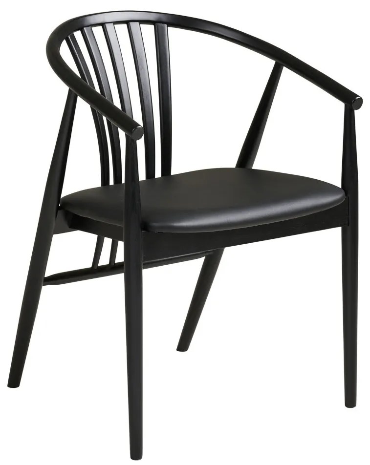 Scaun de dining Agustin, lemn de fag cu scaun PU, negru