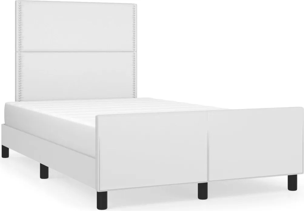 vidaXL Cadru de pat fără saltea alb 120x190 cm piele artificială