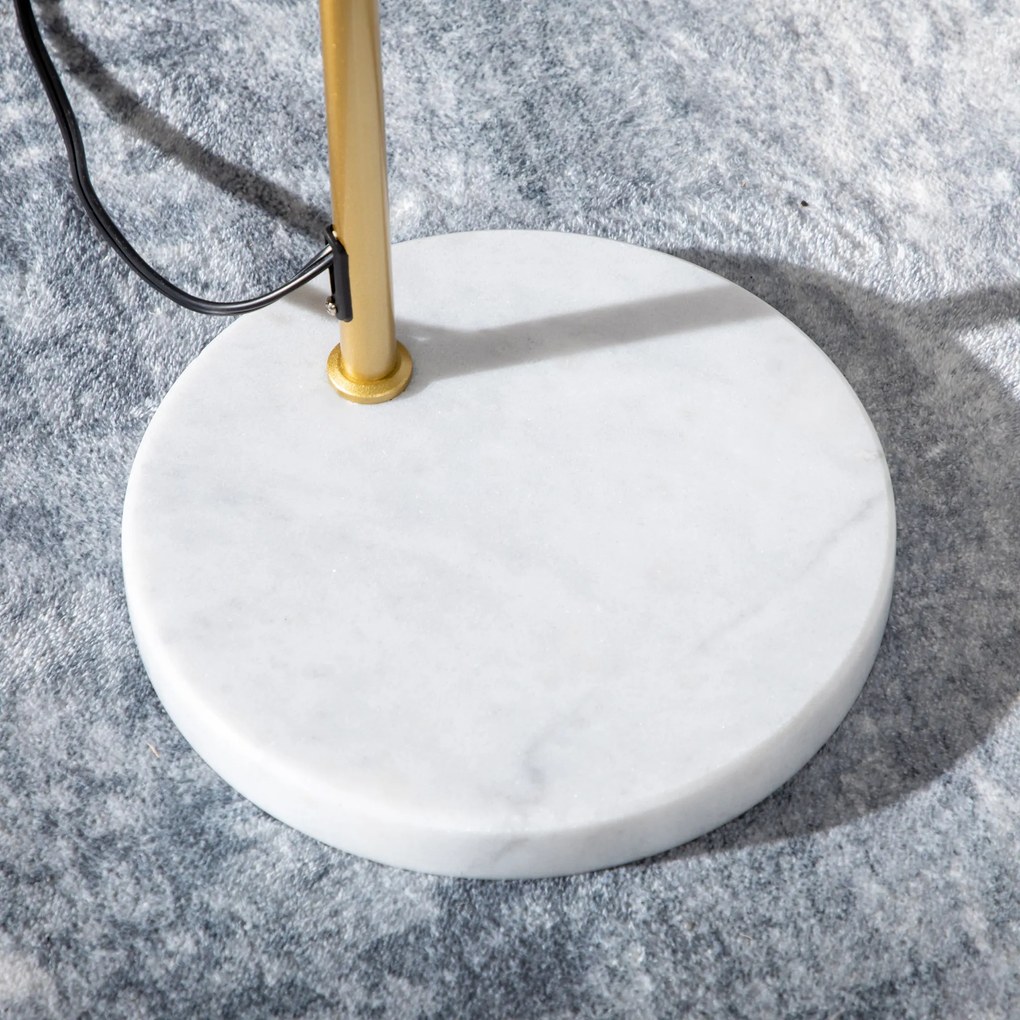 HOMCOM Lampadar pe picior de salon din oţel cu abajur conic orientabil bază marmură 40W 35 x 26 x 153 cm auriu | Aosom Romania